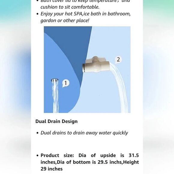 Inflatable Bathtub Bath Tub foldable bathtub plastic Bath T… - Picture 8 of 12